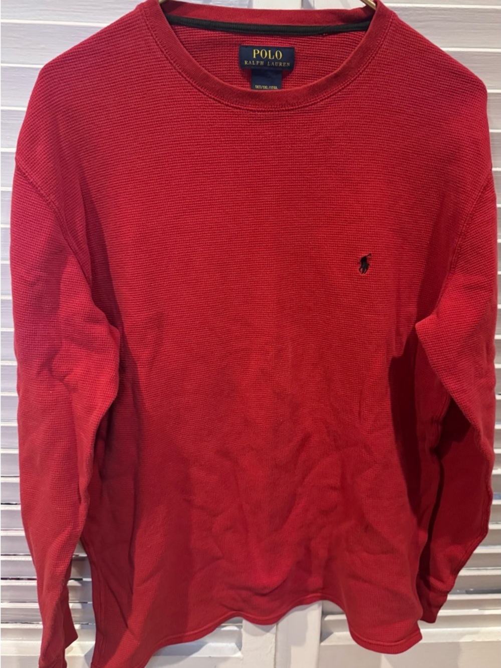 Polo Ralph Lauren Red Waffle Knit Long Sleeve Shirt 1X